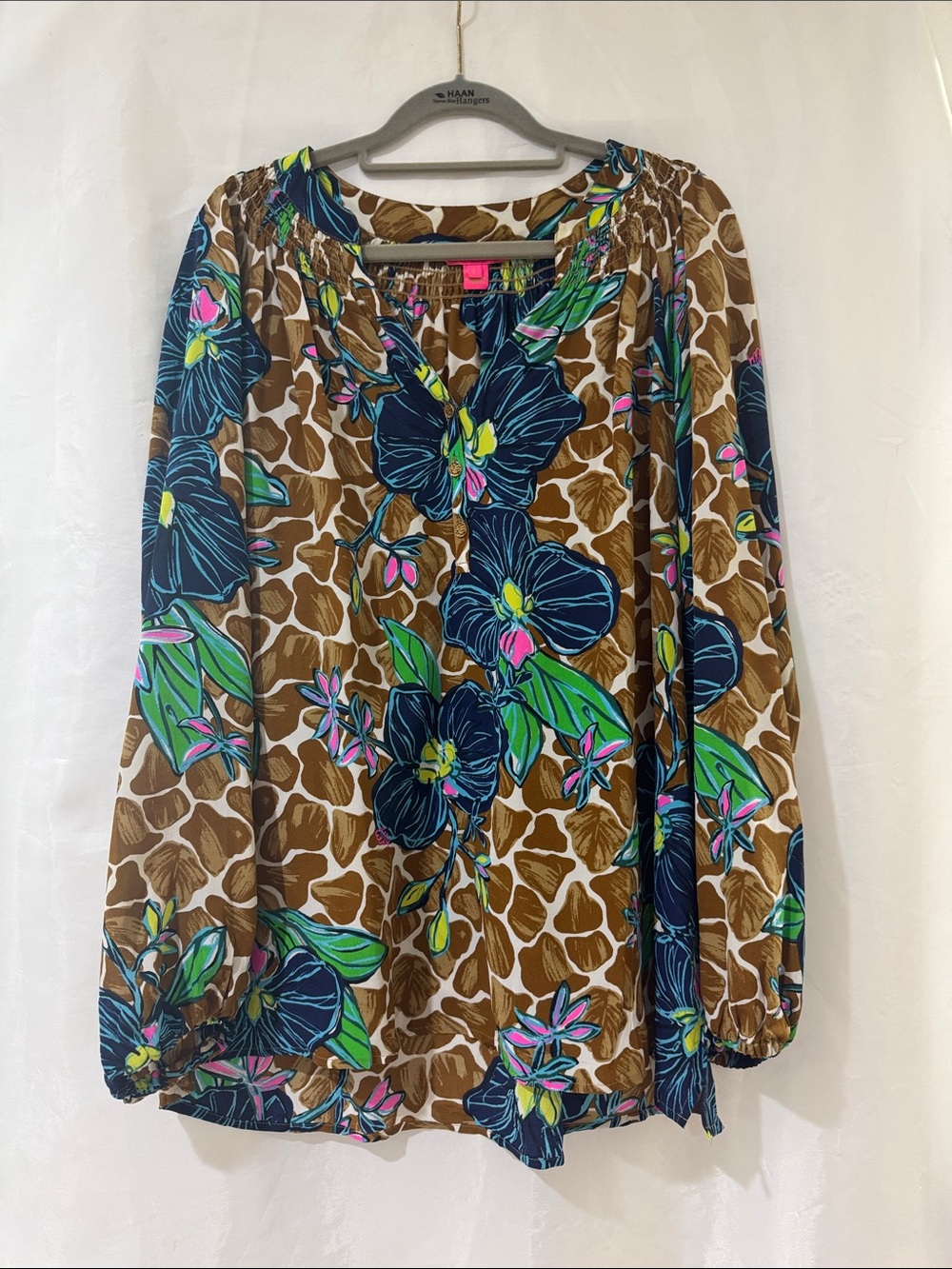 Lilly Pulitzer Large Silk Elsa Blouse Blooms Of Paradise